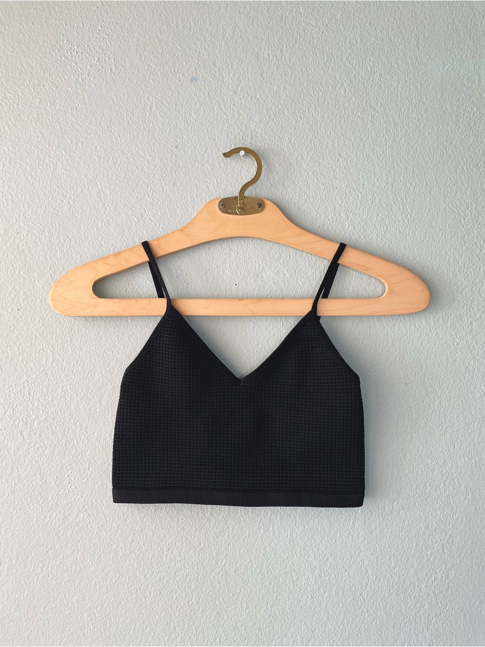 🌻5/$15🌻 Unbranded | Black Waffle Texture Cropped Cami Tank